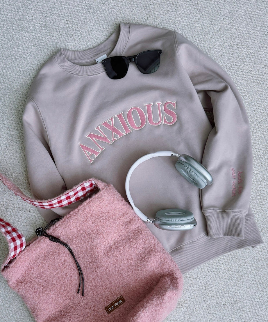 The 'ANXIOUS' Crewneck: Your Cozy Fall/Winter Self-Care & Affirmation Sweatshirt
