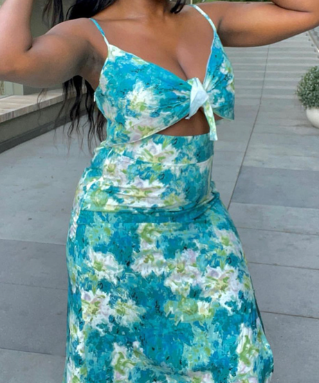 Vibrant Getaway Tie-Front Cut-Out Midi Dress - Your Sunny Escape Essential