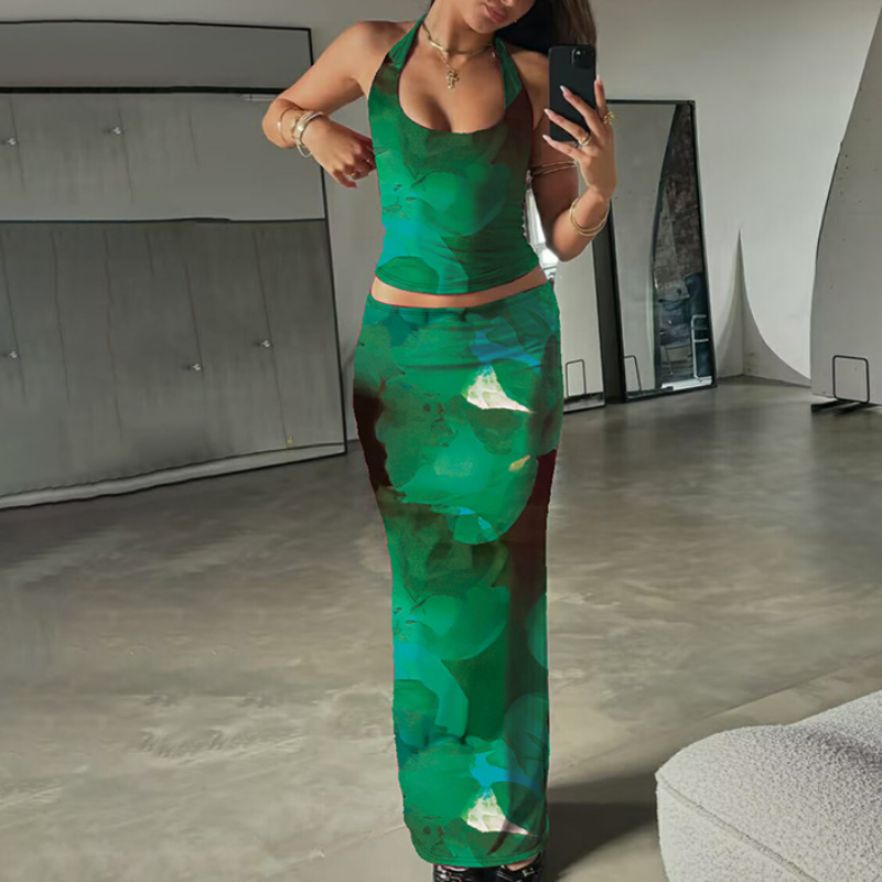 The Enchanting Orchid Halter Maxi Set - Glamorous Fall & Holiday Event Wear