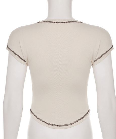 Y2K Vintage Winged Heart Graphic Tee - Contrast Stitch Fall Crop Top for Women