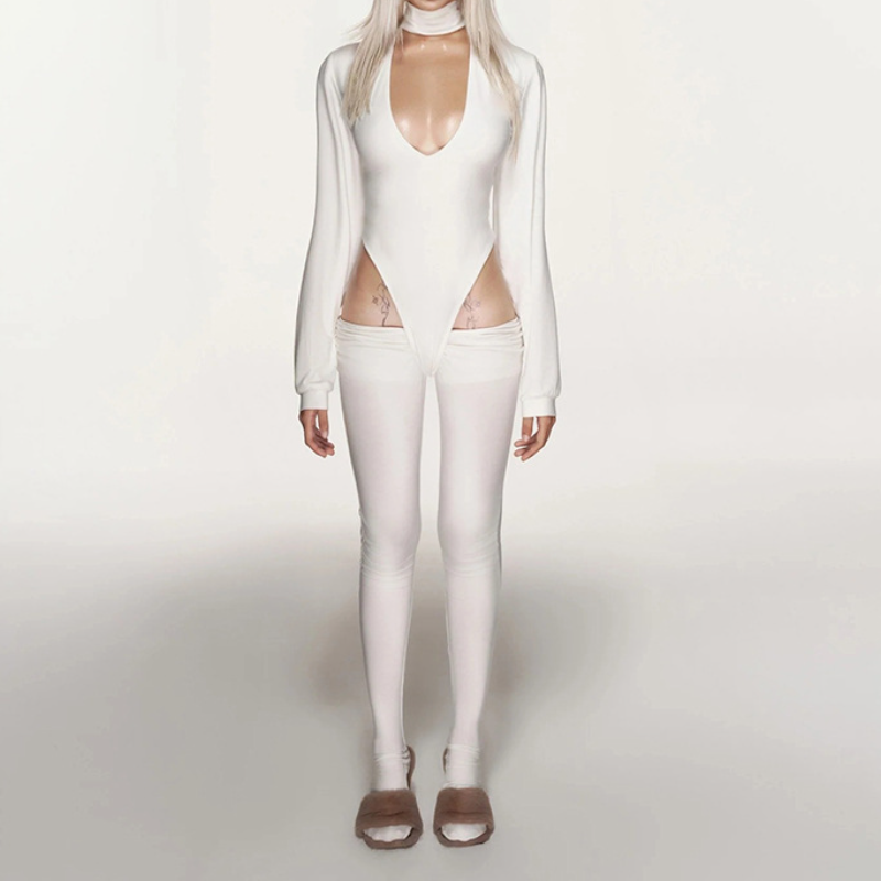 Sleek & Edgy High Neck Cutout Catsuit Jumpsuit – Your Ultimate Holiday Party & NYE Statement Piece
