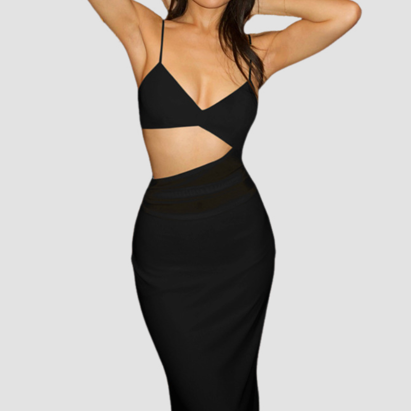 Siren Cut-Out Mesh Maxi Dress - Destination Chic & Holiday Party Ready