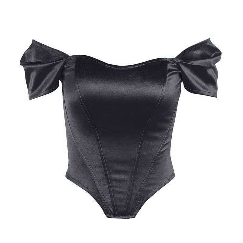 Radiant Royal Blue Satin Off-Shoulder Corset Top - Your Chic Fall & Holiday Statement