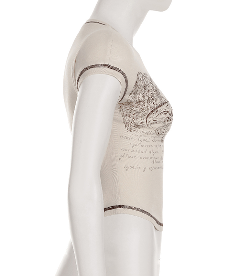 Y2K Vintage Winged Heart Graphic Tee - Contrast Stitch Fall Crop Top for Women