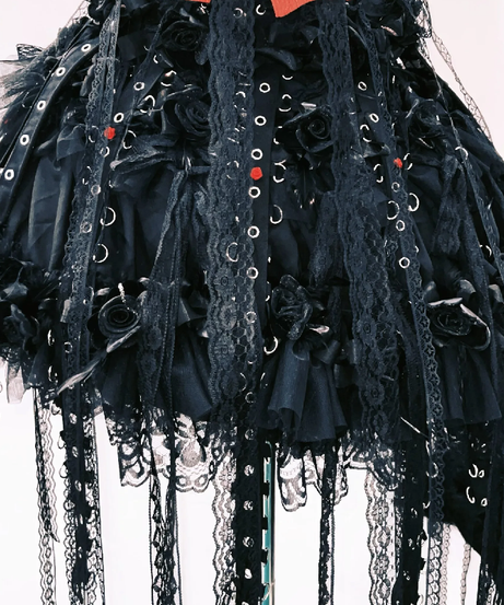 Enchanting Gothic Glamour Mini Dress | Lace-Up, Red Bow & Ruffles – Perfect for Halloween & Fall Events