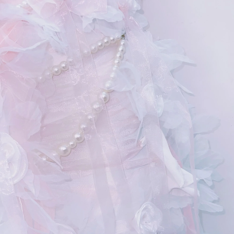 Enchanted Pearl & Floral Illusion Gown - Holiday Gala & Winter Wedding Ready