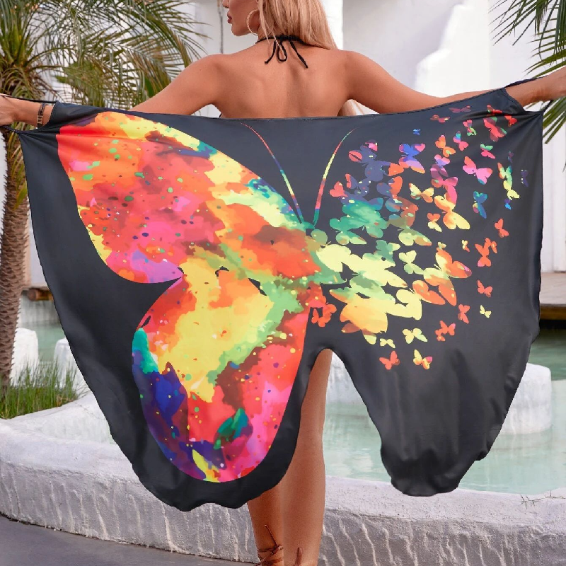 Vibrant Butterfly Sarong Beach Cover-Up - Your Tropical Getaway Essential