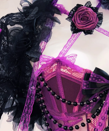 Enchanting Gothic Purple & Black Corset Mini Dress – Your Daring Halloween & Party Look