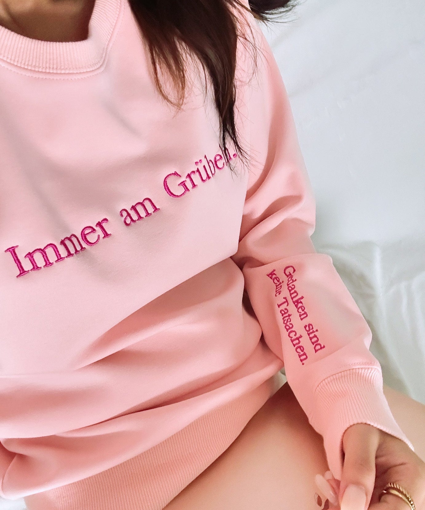 Mindful Overthinker Cozy Pink Sweatshirt | Empowering "Thoughts Are Not Facts" Crewneck for Fall