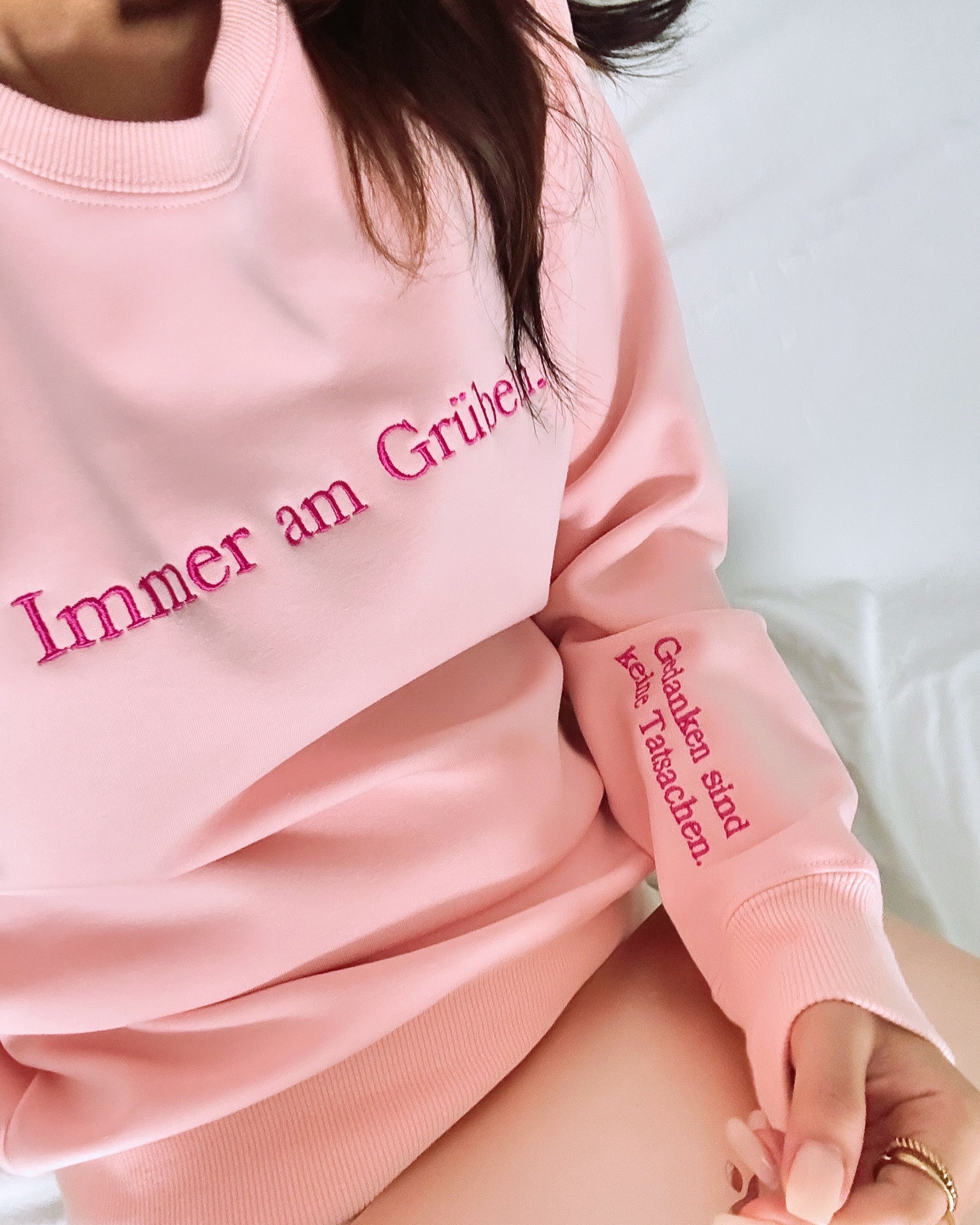 Mindful Overthinker Cozy Pink Sweatshirt | Empowering "Thoughts Are Not Facts" Crewneck for Fall