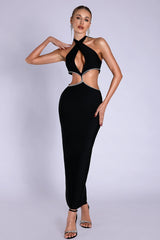 Myla Halter Glitter Cutout Maxi Dress