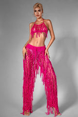 Annaleyza Knit Fringe Halter Set