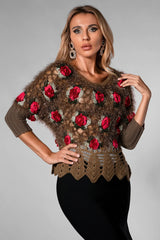 Nadeen 3D Flower Crochet Sweater