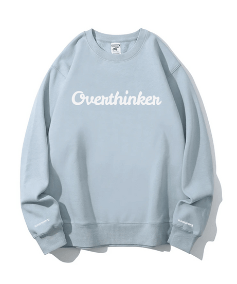 Overthinker Cozy Lavender Crewneck Sweatshirt | Mindful "Breathe In, Breathe Out" Cuffs