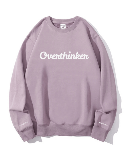 Overthinker Cozy Lavender Crewneck Sweatshirt | Mindful "Breathe In, Breathe Out" Cuffs