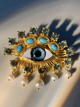 Hemlock Pearl Embellihsed Eye Brooch