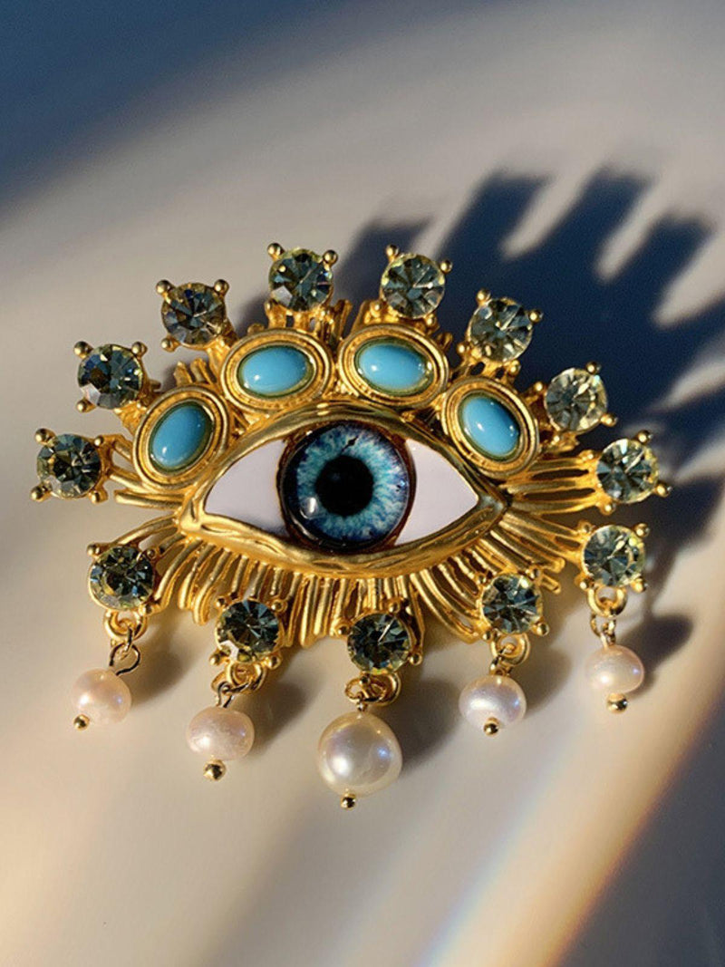 Hemlock Pearl Embellihsed Eye Brooch