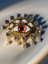 Hemlock Pearl Embellihsed Eye Brooch