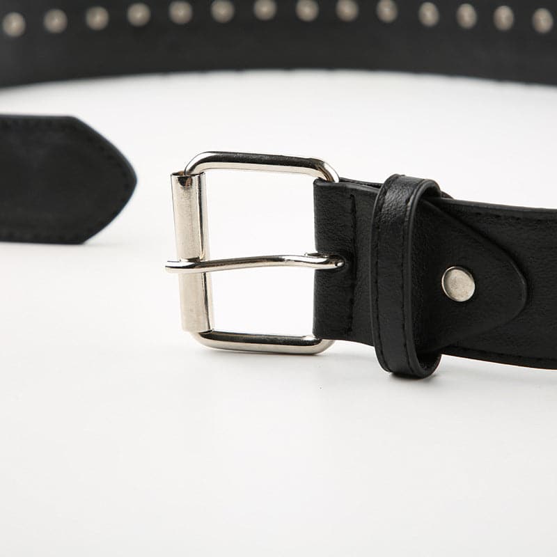 Unleash Your Edge: Black Studded Vegan Leather Belt – The Ultimate Fall & Halloween Accessory for Women