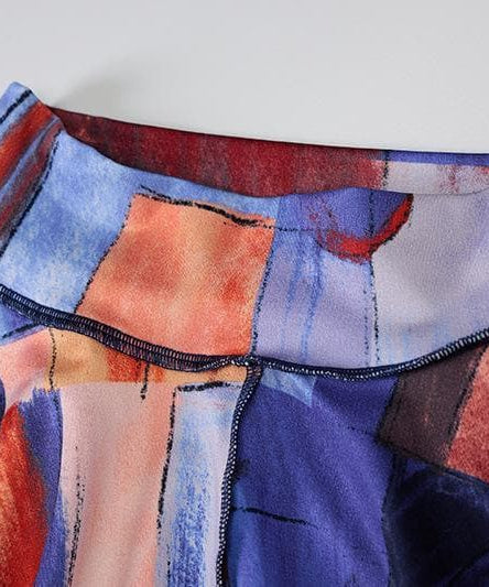 Art-Inspired Abstract Print High-Neck Bodycon Mini Dress - Fall & Party Ready