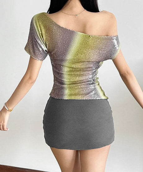 Shimmer & Shine: Ombre Sequin One-Shoulder Top for Holiday Glam