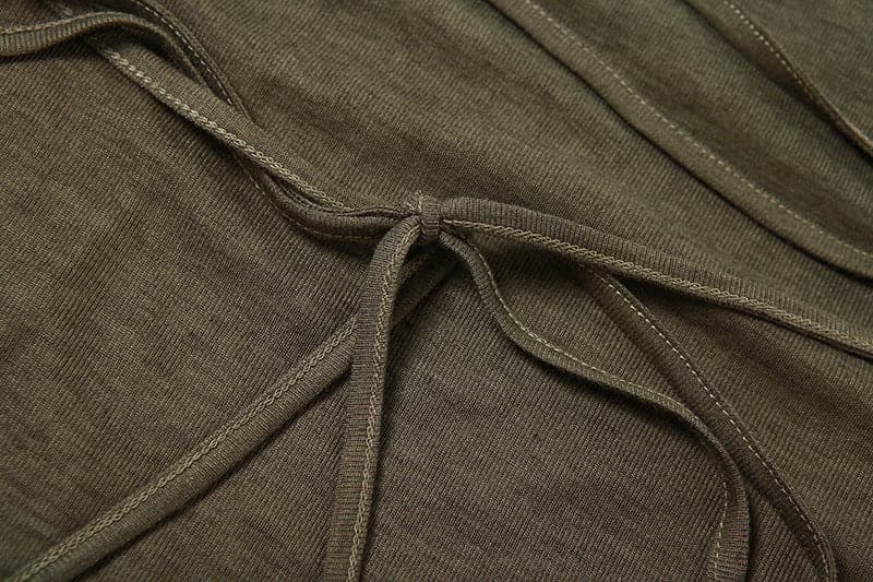 Effortless Fall Chic: Olive Green Cowl Neck Maxi Dress with Sassy Side Slits & Tie Waist