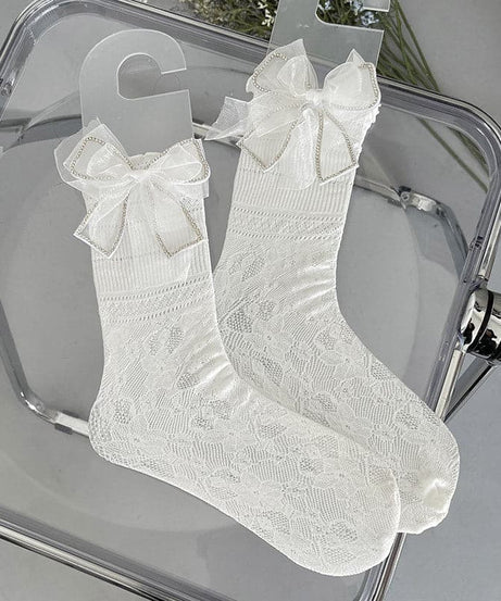 Delicate Sparkle Bow Sheer Ankle Socks | Fall Gothcore & Dark Academia Style