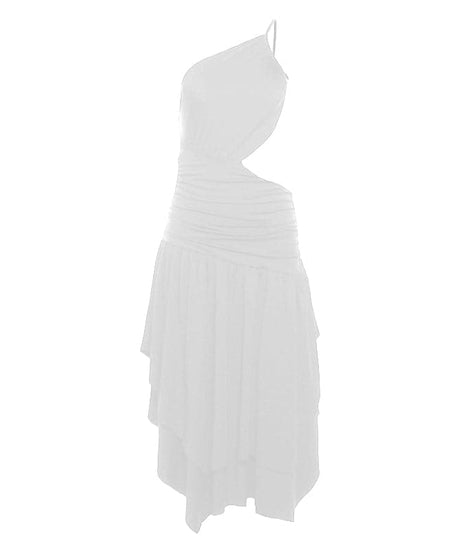 Elevated Elegance: One-Shoulder Ruched Cutout Midi Dress – Fall Party & Evening Wear