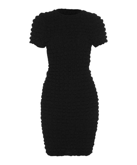 Cozy Chic Black Popcorn Texture Open Back Mini Dress - Fall & Holiday Ready