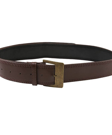 Chic Fall Style: Women's Versatile Brown Faux Leather Belt with Antique Gold Buckle