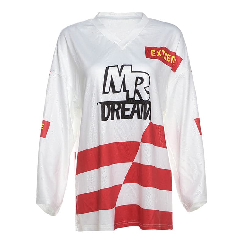 Mr. Dream Extreme V-Neck Long Sleeve Top - Your Go-To Retro Fall Streetwear