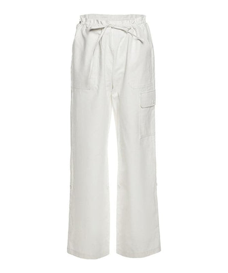 Effortless High-Waisted Cream Cargo Pants | Drawstring Wide Leg for Fall Trends