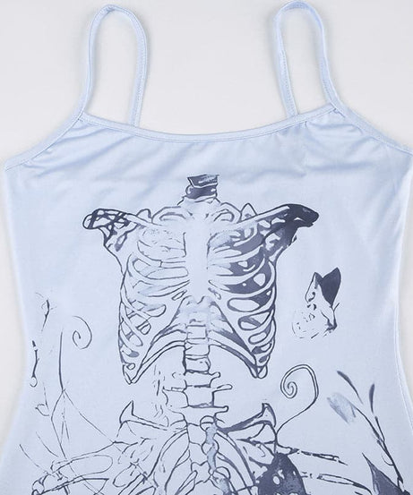 Skeleton Mermaid Ombré Cami Maxi Dress - Spooky Chic Halloween & Fall Style