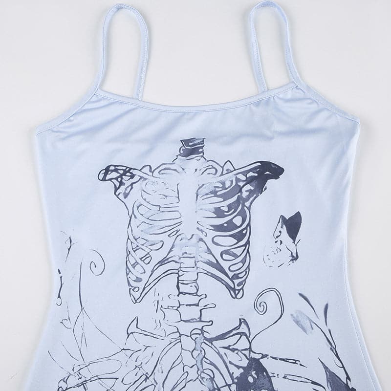 Skeleton Mermaid Ombré Cami Maxi Dress - Spooky Chic Halloween & Fall Style