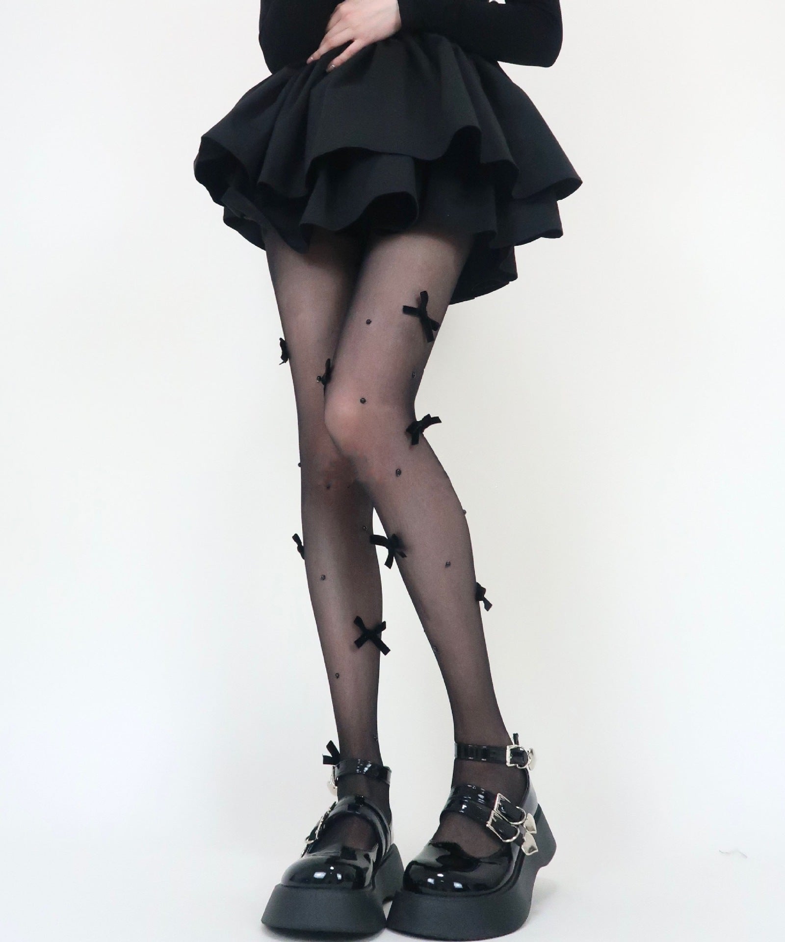 Whimsical Pearl & Pink Bow Sheer Tights | Coquette Chic for Fall & Holiday Style