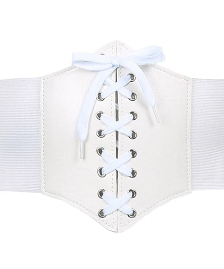 Chic White Lace-Up Corset Waist Belt for Women | Fall Fashion & Halloween Statement