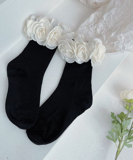 Coquette Rose Applique Ankle Socks - Whimsical Fall & Halloween Style for Women