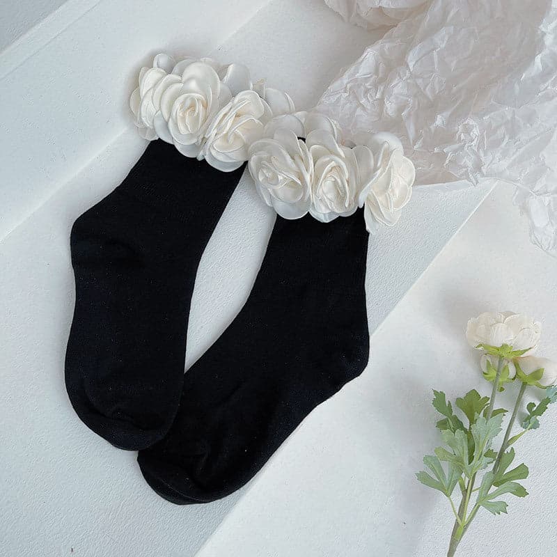 Coquette Rose Applique Ankle Socks - Whimsical Fall & Halloween Style for Women