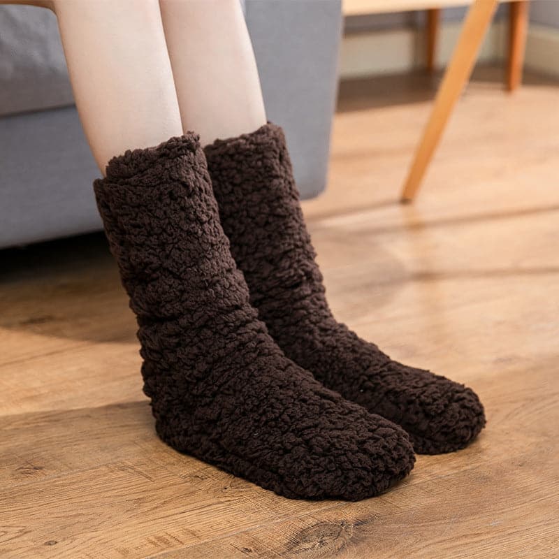 Cozy Season Essential: Ultra-Plush Sherpa Fleece Lounge Socks for Women