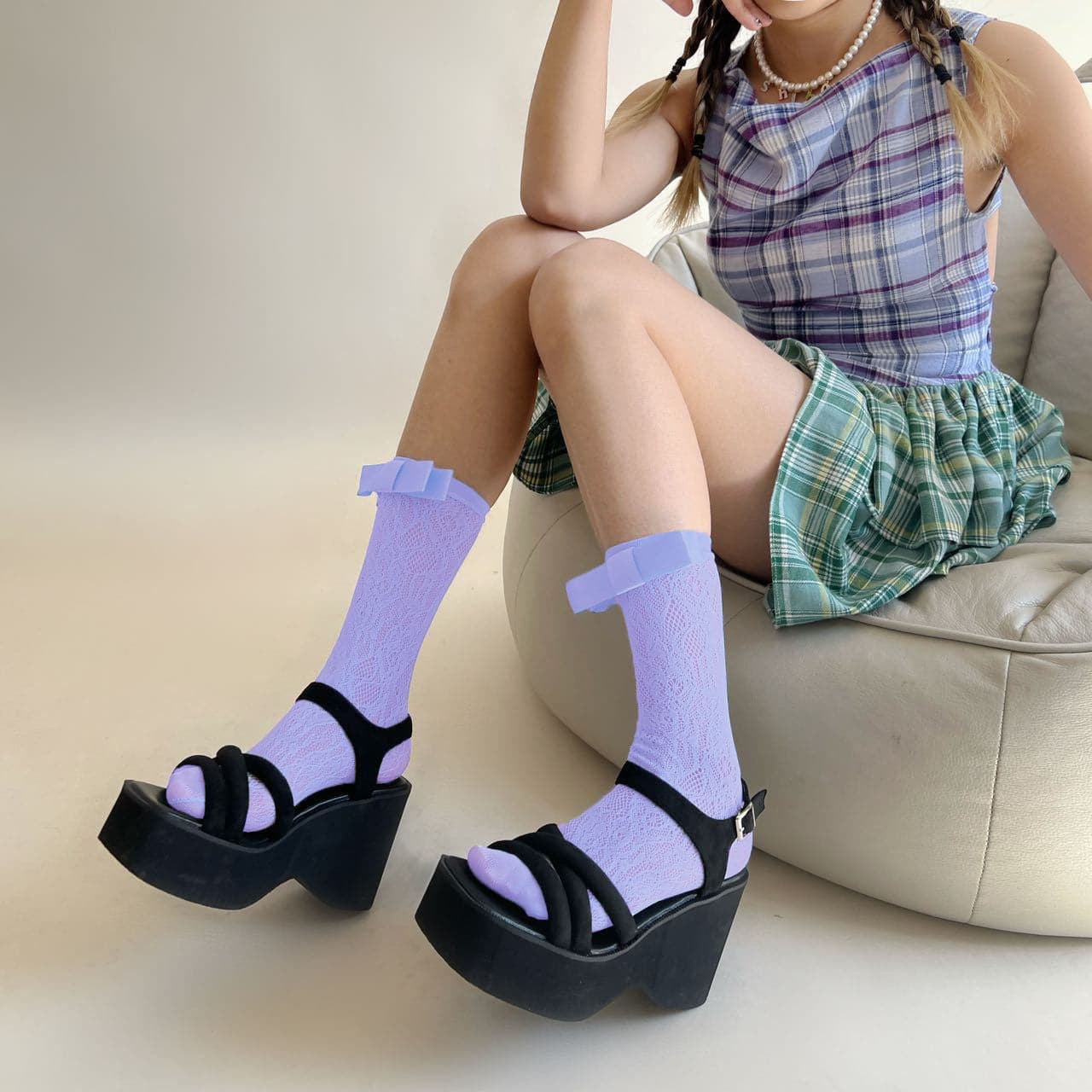 Chic Coquette Bow Lace Knee-High Socks - Vintage Charm for Fall Styling