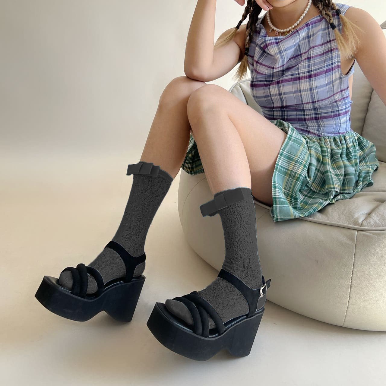 Chic Coquette Bow Lace Knee-High Socks - Vintage Charm for Fall Styling