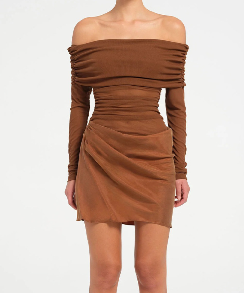 Sultry Black Sheer Mesh Off-Shoulder Mini Dress - Fall Party & Date Night Ready