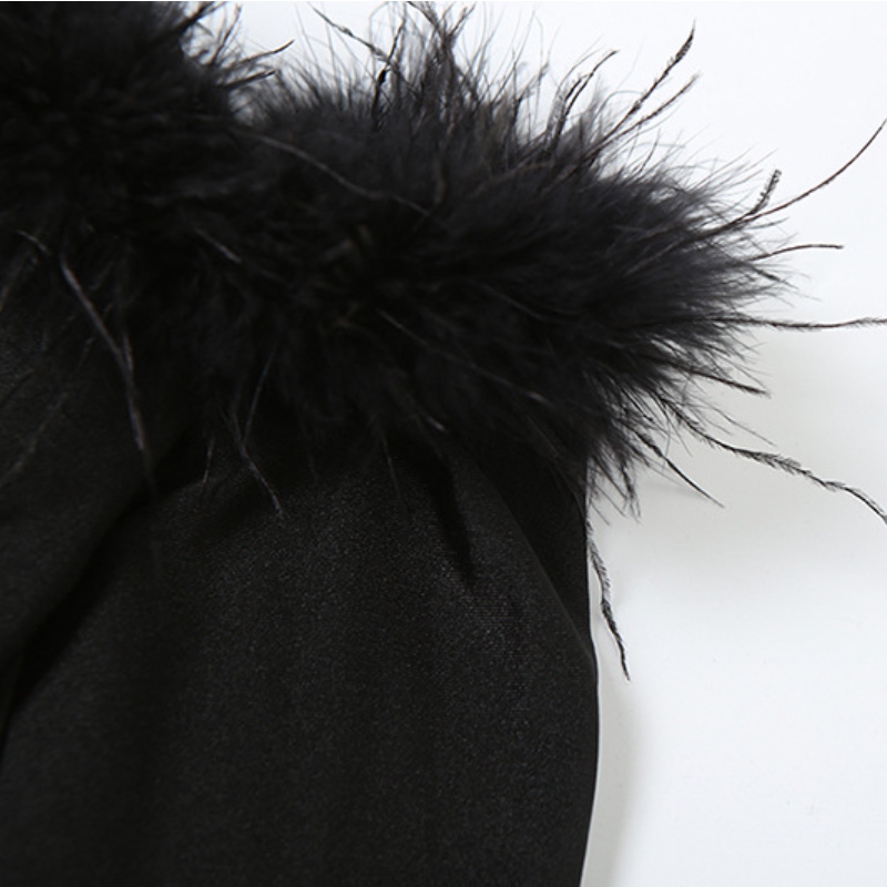 Fierce Feather Trim Off-Shoulder Jumpsuit with Cutout | Halloween & Fall Party Glam