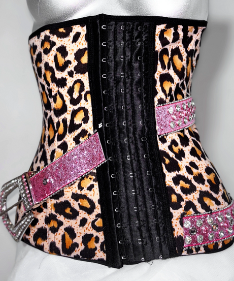 Fierce & Fun: Y2K Leopard & Pink Strapless Mini Dress - Bejeweled Fall Party Essential