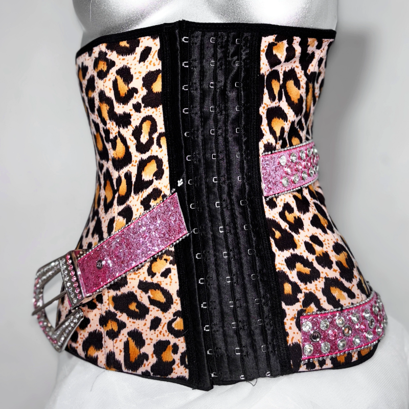 Fierce & Fun: Y2K Leopard & Pink Strapless Mini Dress - Bejeweled Fall Party Essential