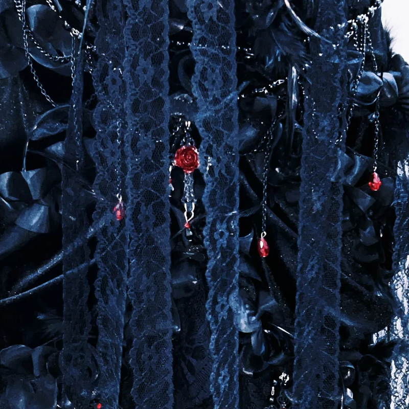 Gothic Glamour Feather & Chain Embellished Maxi Gown - Dark Romance for Halloween & Fall Galas