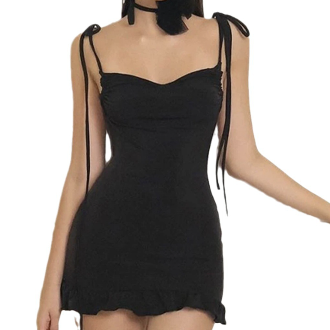 The Little Black Dress: Ruched Tie-Strap Bodycon Mini for Fall Nights & Holiday Parties