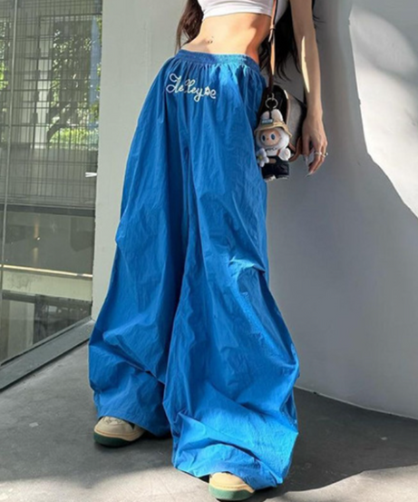 Huelleyrose Y2K Dusty Rose Low Rise Baggy Pants - Effortless Wide Leg Fall Streetwear