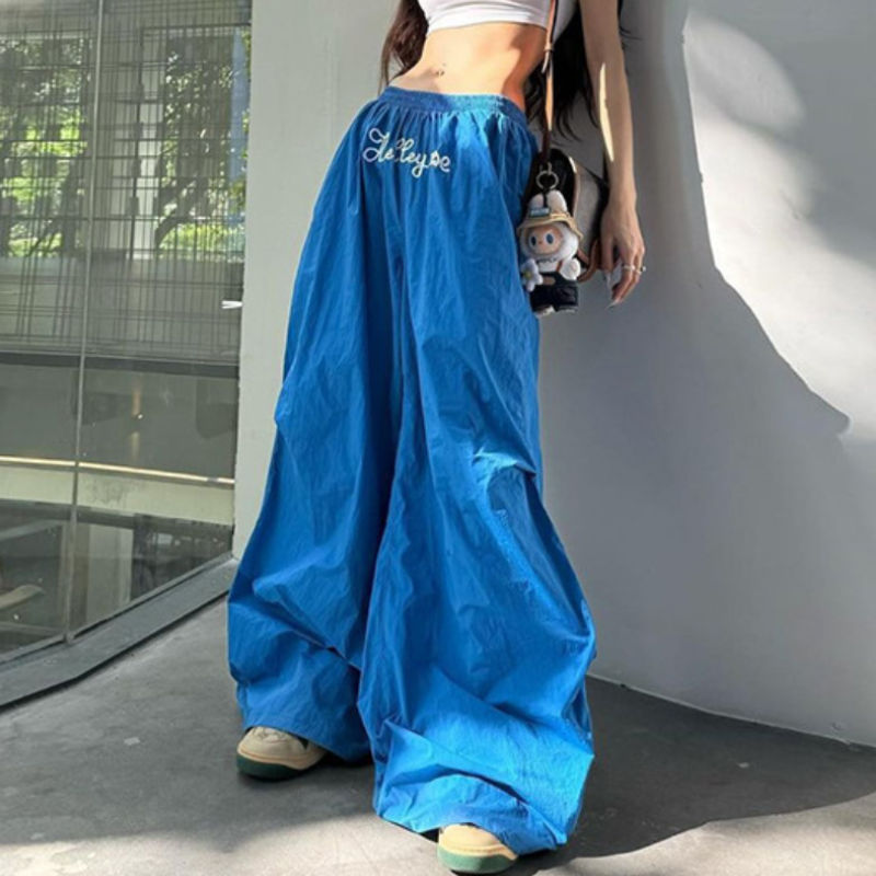 Huelleyrose Y2K Dusty Rose Low Rise Baggy Pants - Effortless Wide Leg Fall Streetwear