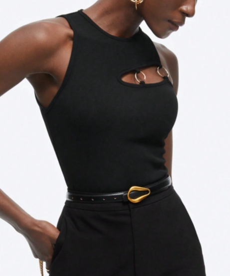 Chic O-Ring Cut-Out Black Tank Top | Elevated Fall Fashion for Women